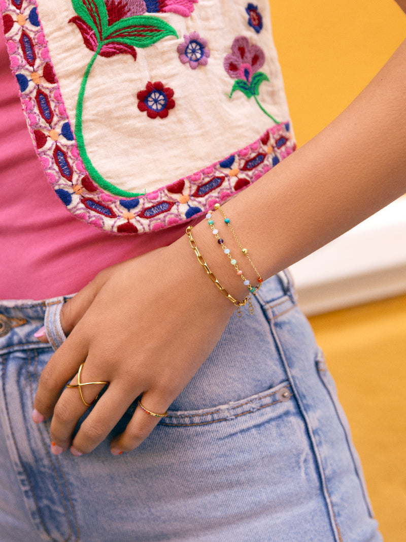 Anel 4Ever Prata Banho de Ouro