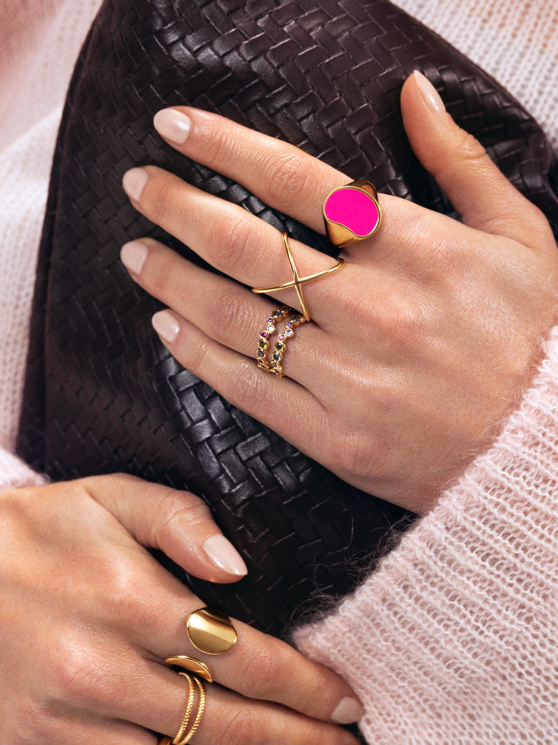 Anel 4Ever Prata Banho de Ouro