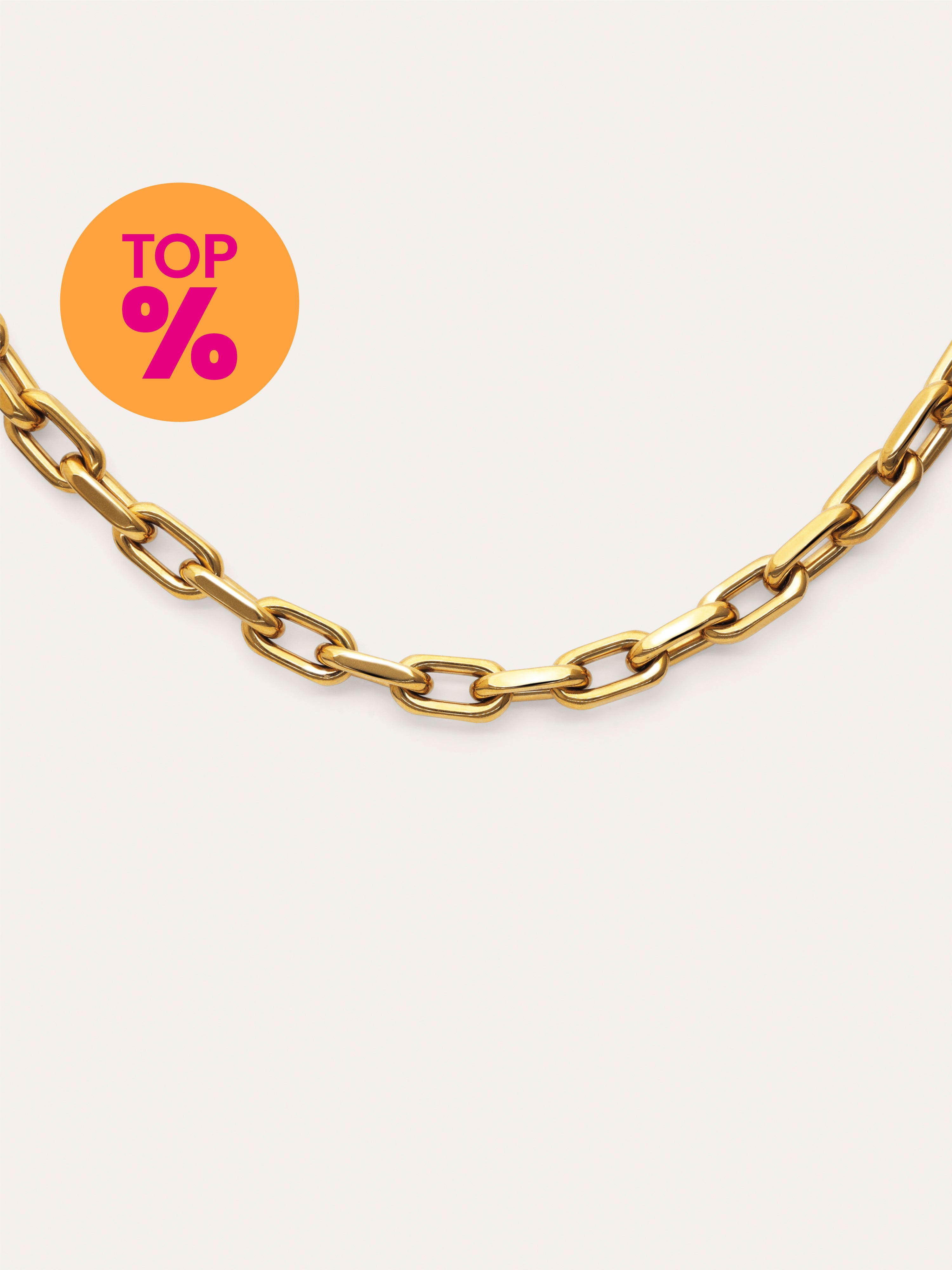 Collier Big Link Acier Plaqué Or