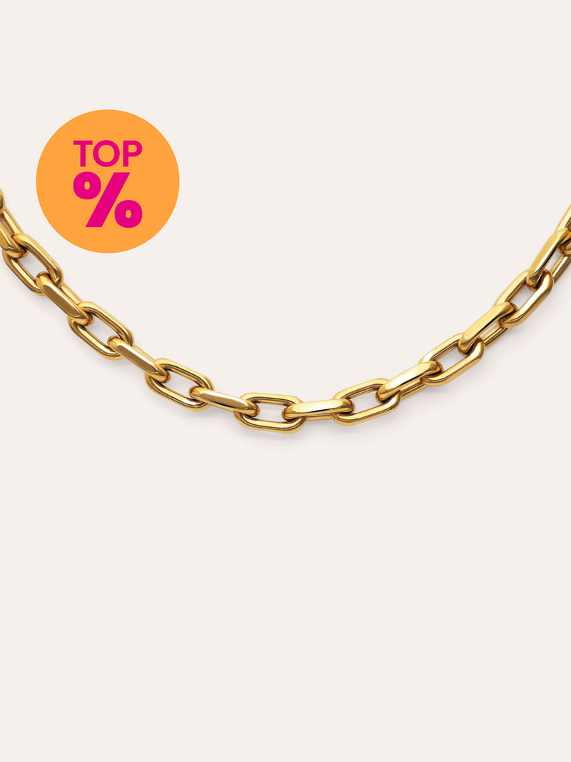 Collier Big Link Acier Plaqué Or