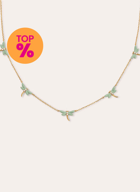 Collar Libélula Baño Oro