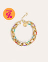 Bracelet Link Rainbow Enamel Acier Plaqué Or