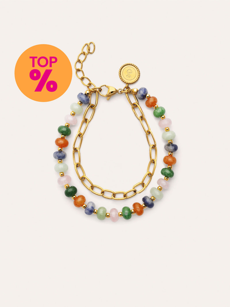 Pulsera Alpine Stones Acero Baño Oro
