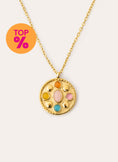 Colar Medallion Five Stones Aço Banho de Ouro