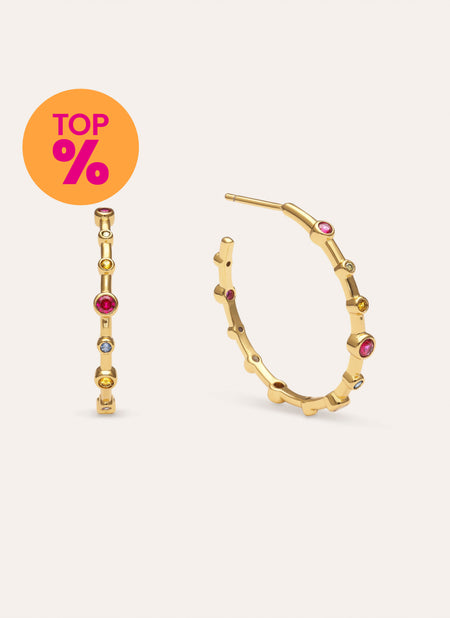  Rainbow Bubbles L Gold Earrings 