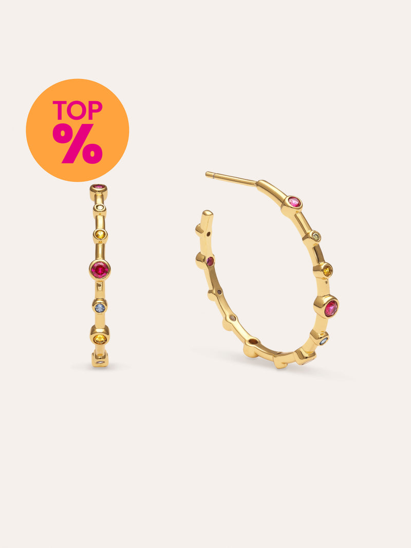 Creolen Rainbow Bubbles L Verguld met 18kt Goud