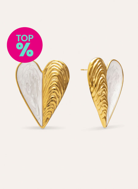 Oorbellen Mejillón Enamel Staal Baño Oro