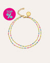 Tobillera Doble Dots Neon Enamel Acero Baño Oro