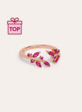 Anillo Buganvilla Raspberry Plata Baño Oro Rosa