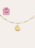 Collar Personalizado Colors Enamel Letter Plata Baño Oro