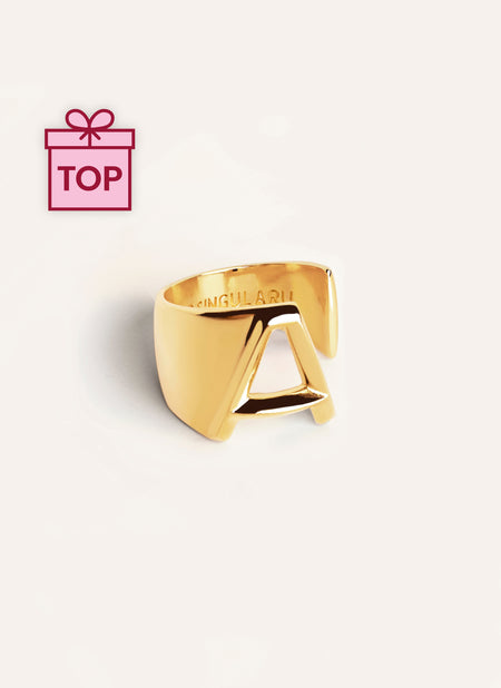 Anillo Personalizado Letter Signet Baño Oro