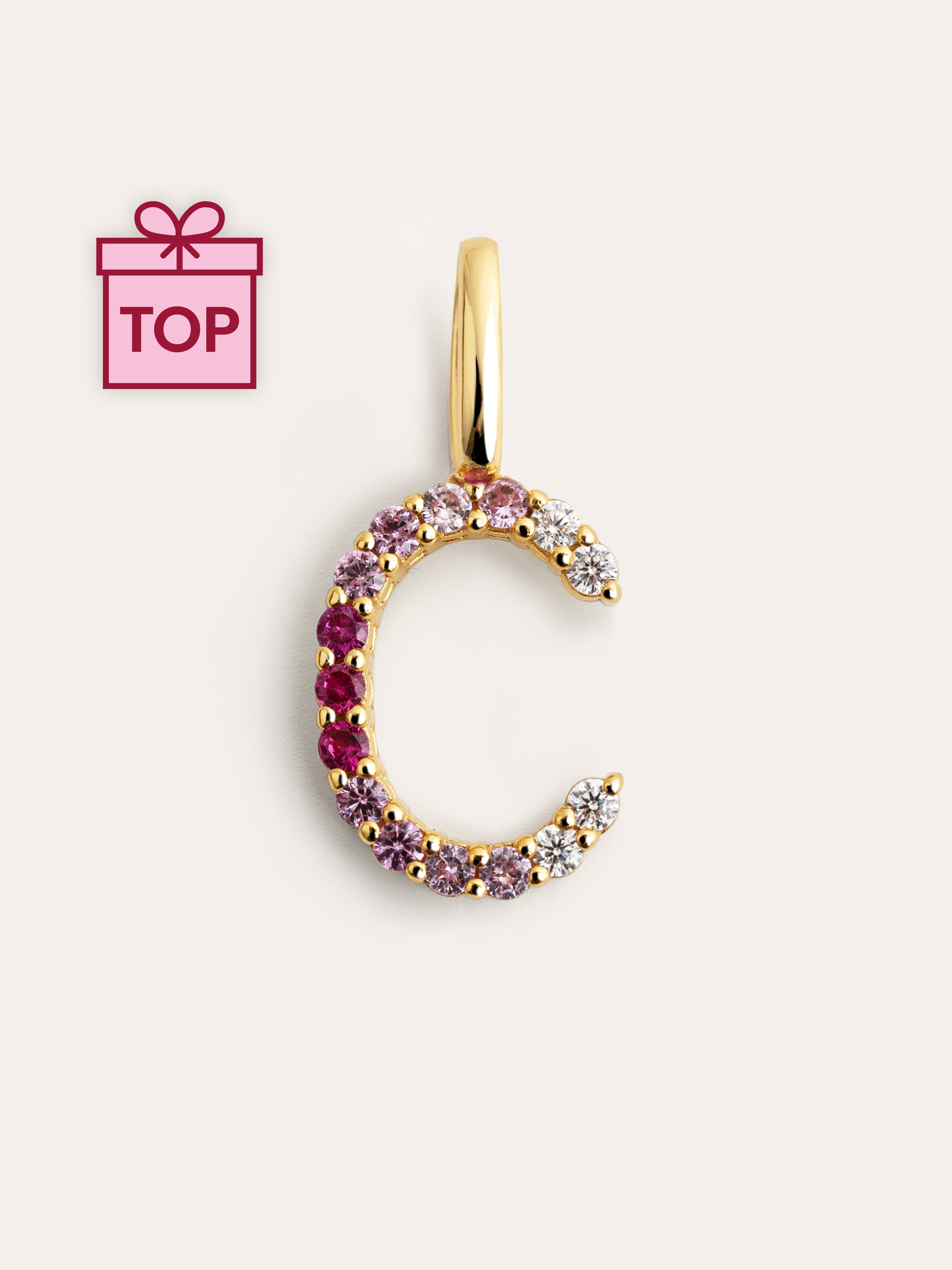 Charm Letter Spark Sakura Plata Baño Oro