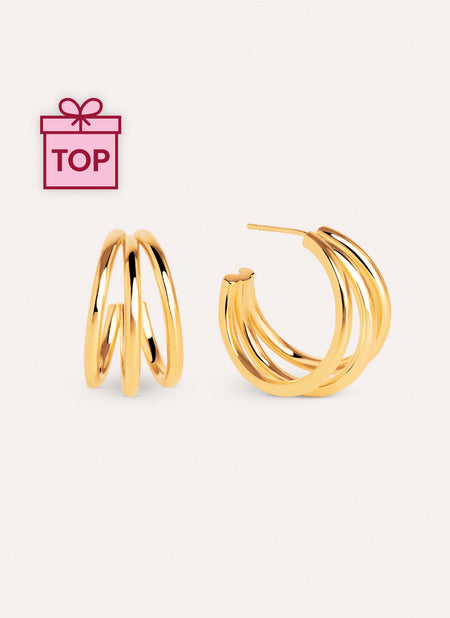 Aretes Triple Baño Oro