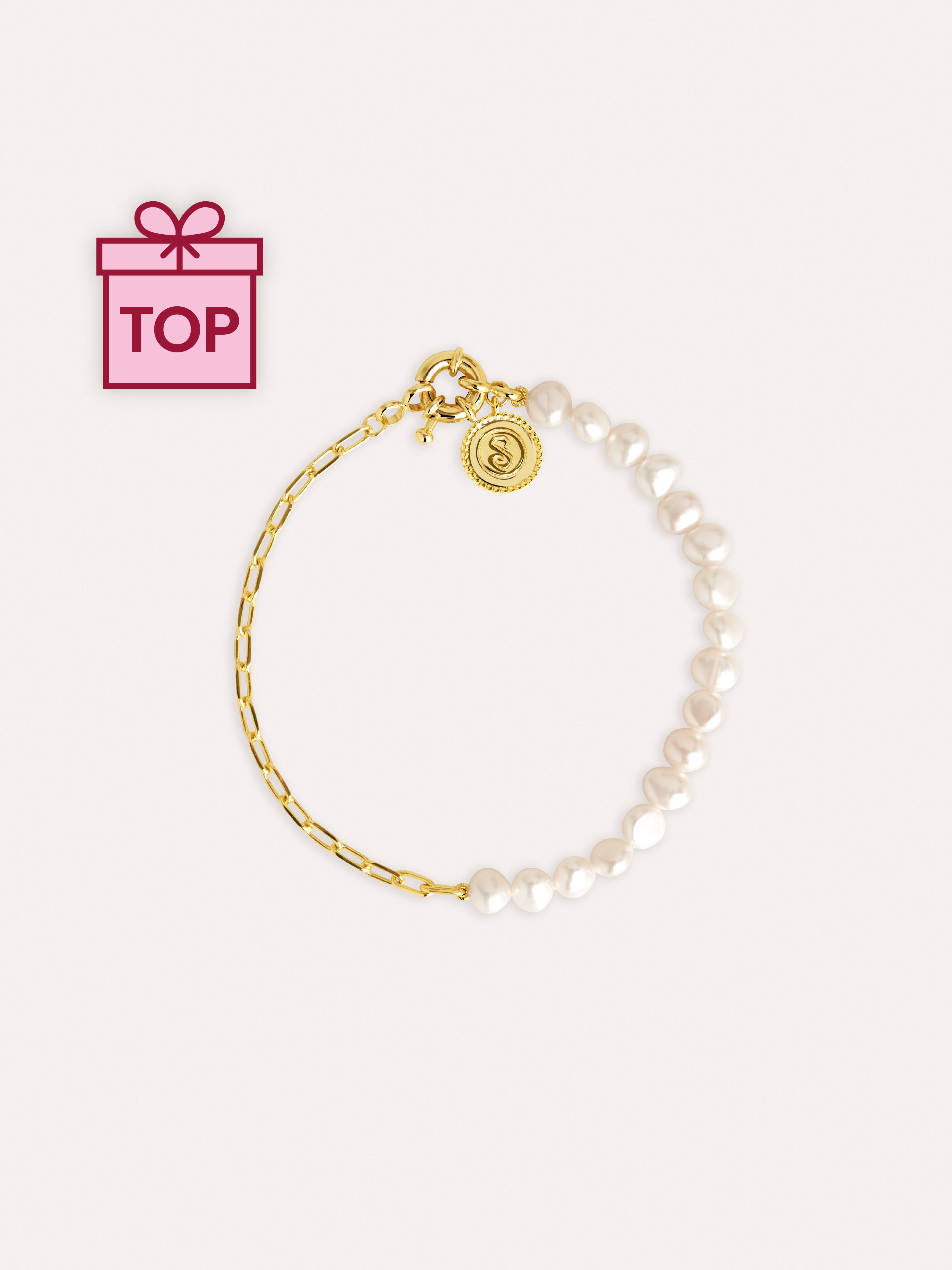 Pulsera Chic Pearl Acero Baño Oro