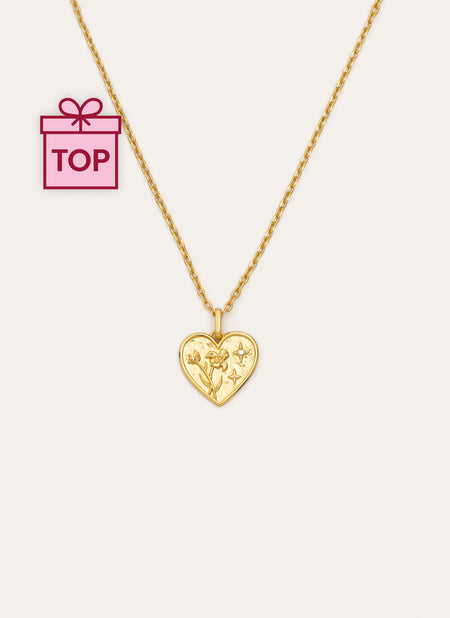 Collar Flower Heart Baño Oro