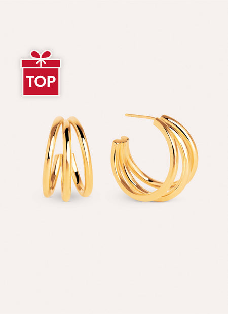 Aretes Triple Baño Oro