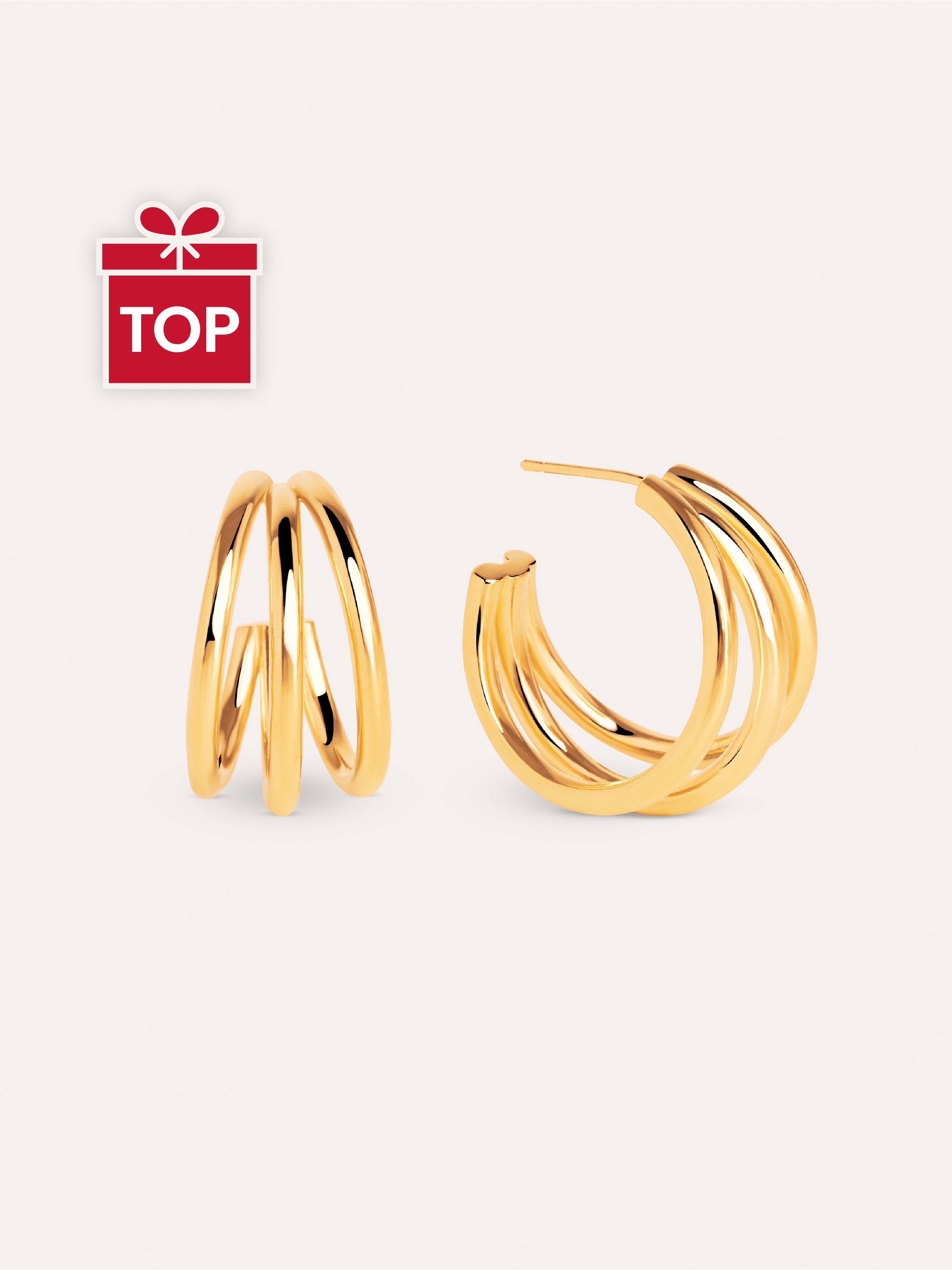 Aretes Triple Baño Oro