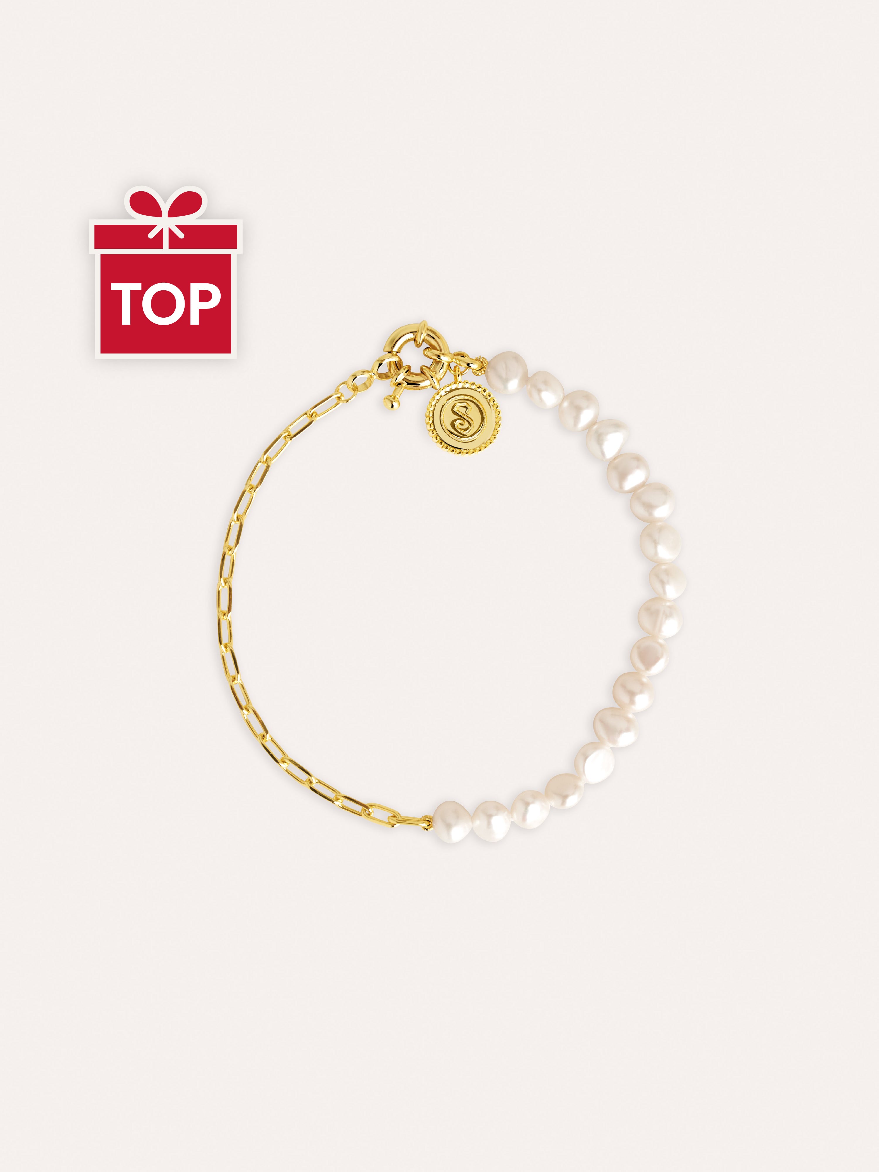 Pulsera Chic Pearl Acero Baño Oro