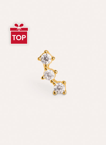 Triple Spark Gold Single Earring
