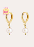 Pearl Gold Hoop Earrings