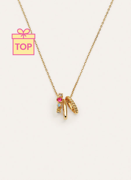 Collar Pebble Family Colors Baño Oro