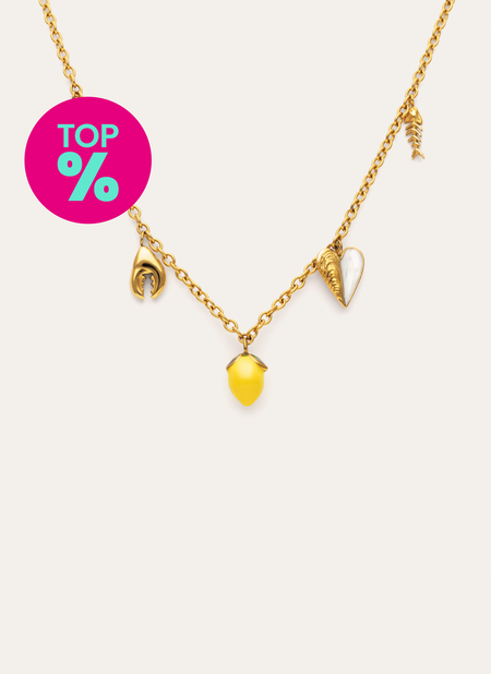 Collar Multicharm Aperitivo Marino Acero Baño Oro