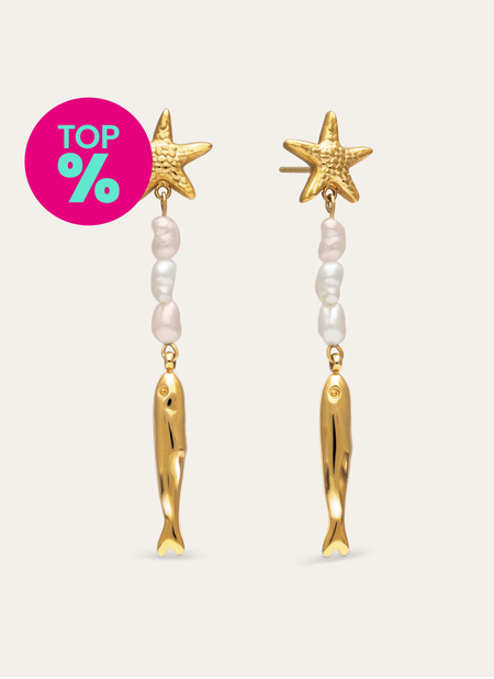 Pendientes Long Costa Acero Baño Oro