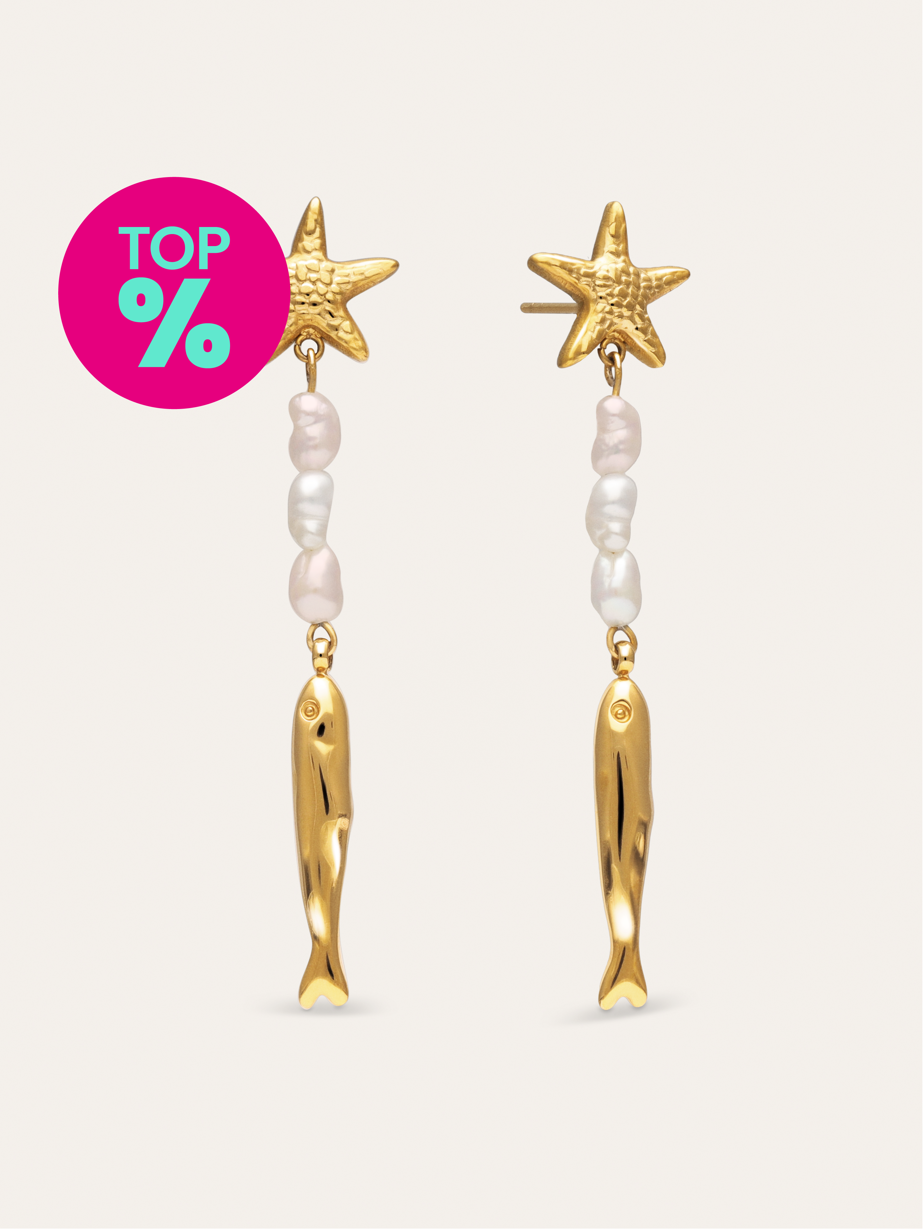 Pendientes Long Costa Acero Baño Oro