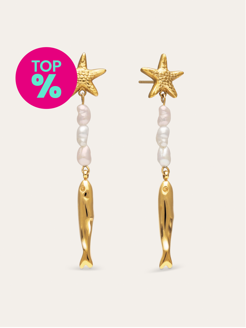Pendientes Long Costa Acero Baño Oro