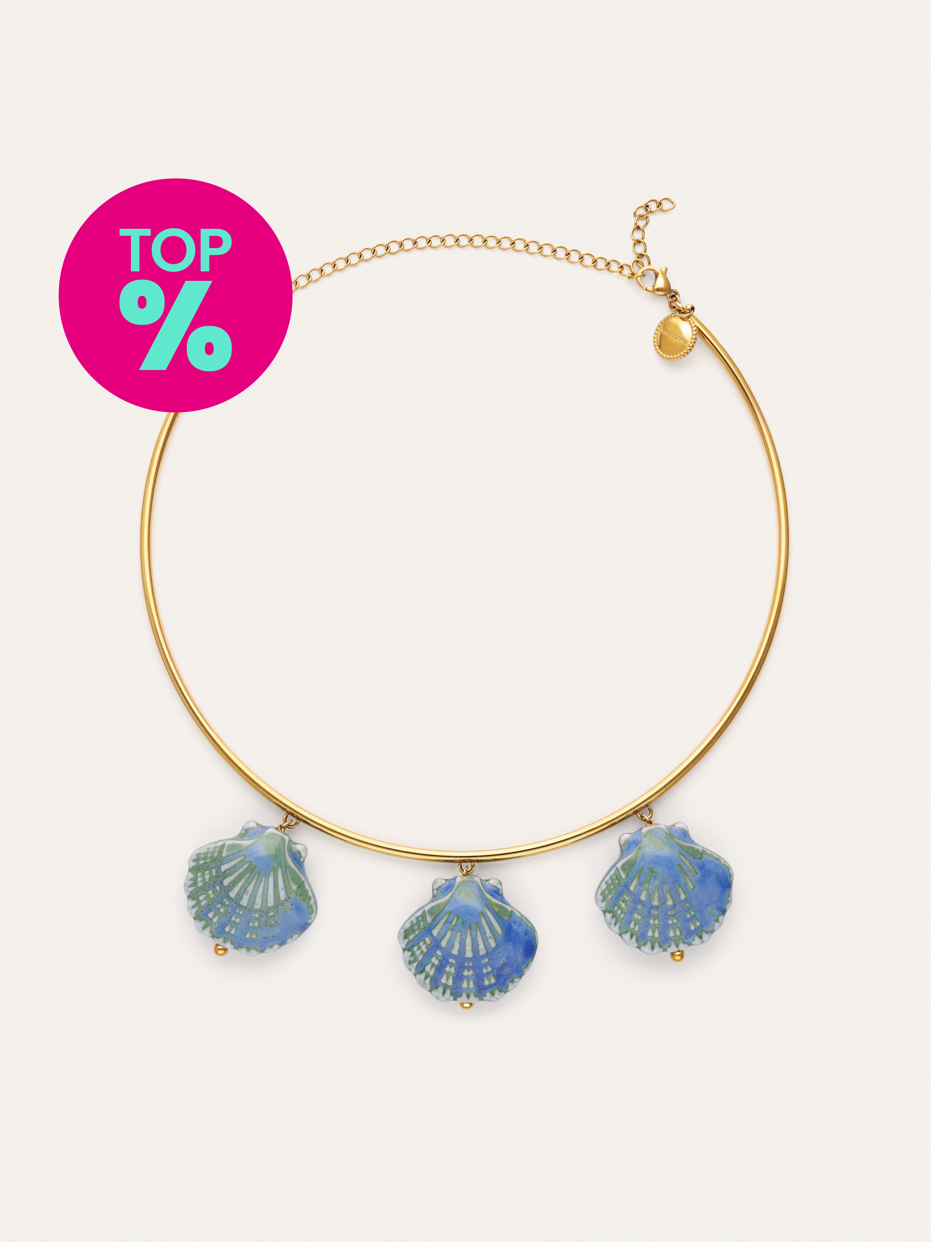 Choker Shelly Blue Acero Baño Oro