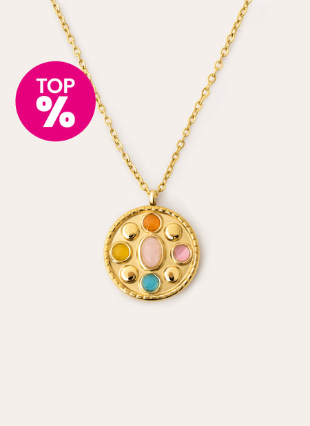 Collar árbol De La Vida En Plata De Ley Bañado En Oro 18kt - Colgante De 1.6 Cm, Cadena De 40+5 Cm, Joya Para Mujer