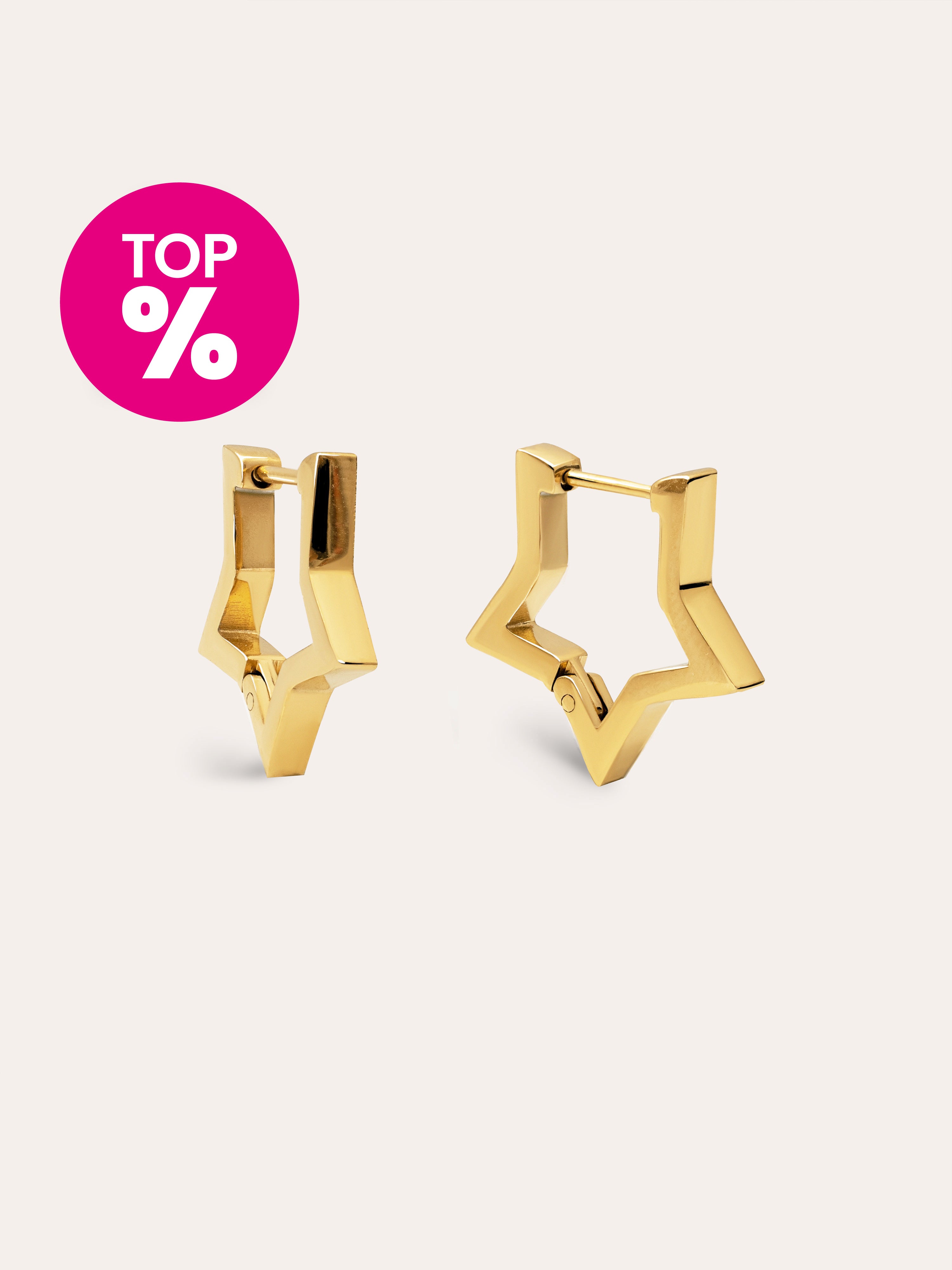 Pendientes Superstar Acero Baño Oro