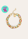 Link-Armband Rainbow Emaille Edelstahl mit Goldbeschichtung