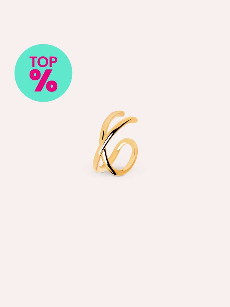 Brinco Individual Ear Cuff Cross Prata Banho de Ouro