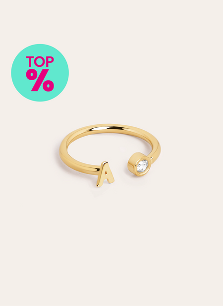 Personalisierter Letter Spark Ring Silber, vergoldet
