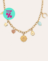 Collar Multicharms Soleil Acero Baño Oro