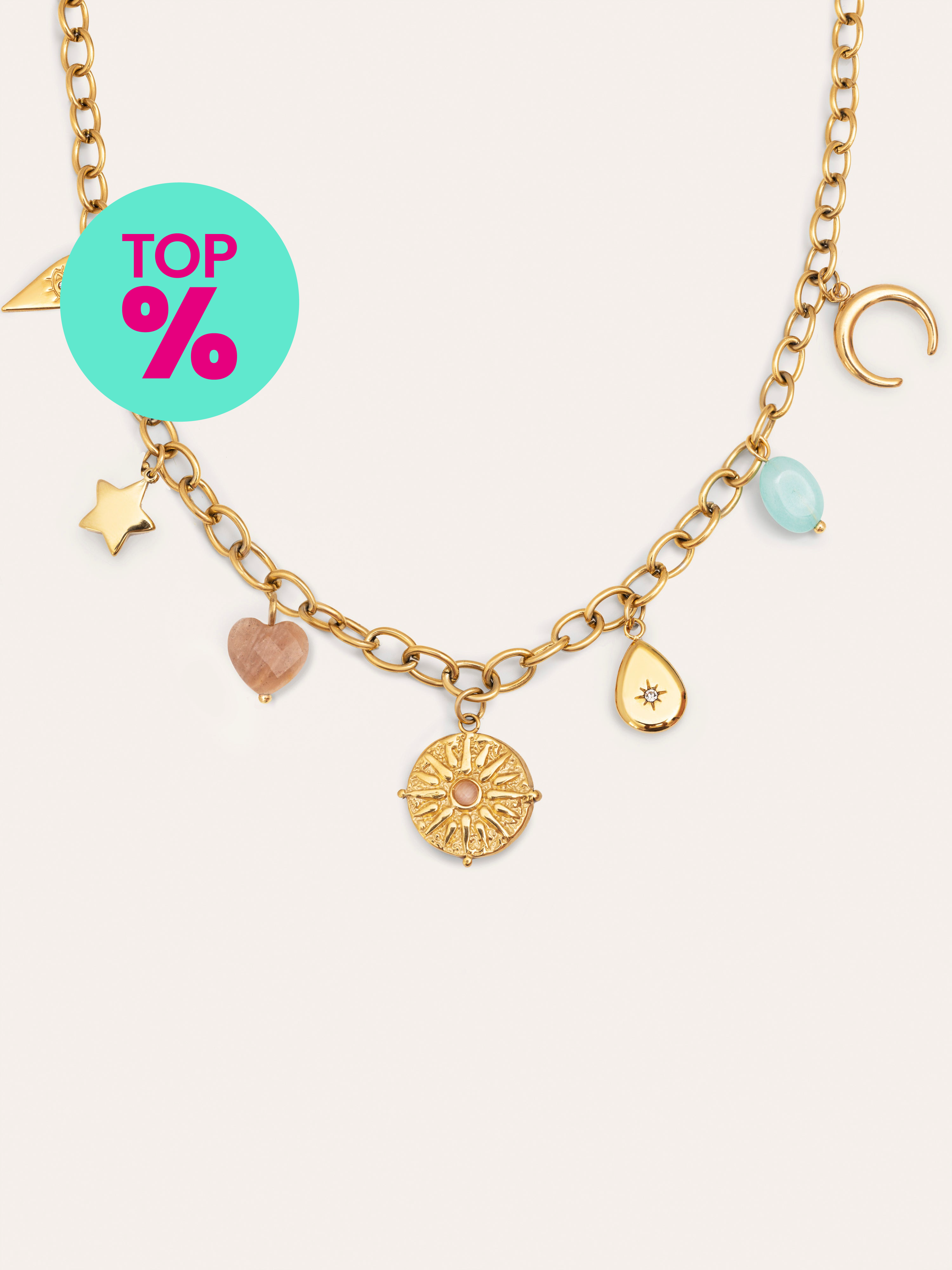 Collar Multicharms Soleil Acero Baño Oro