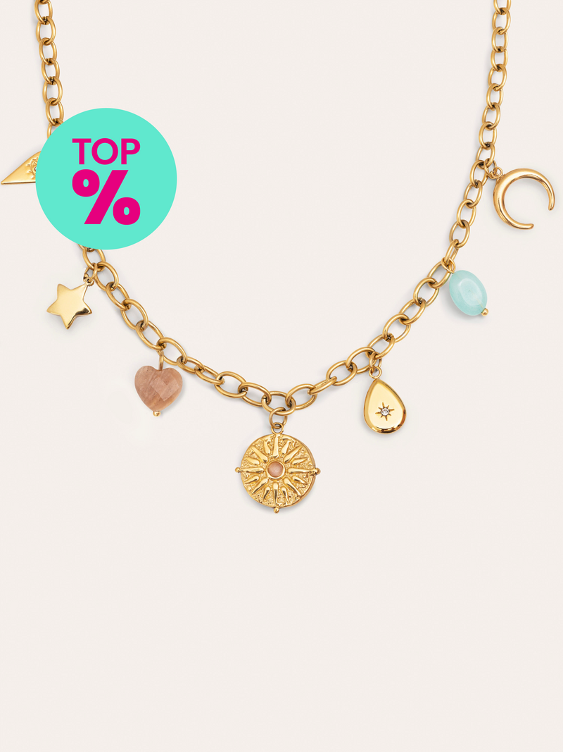 Collar Multicharms Soleil Acero Baño Oro