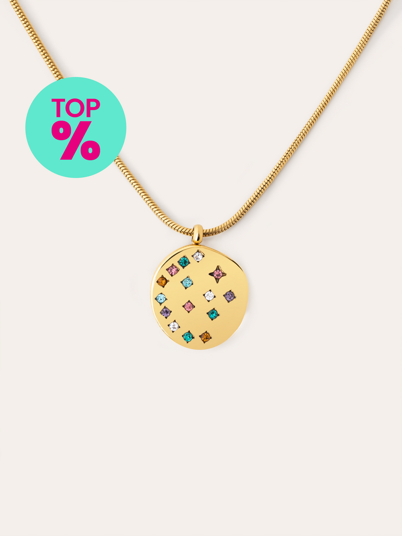 Colar Bling Rainbow Aço Banho de Ouro