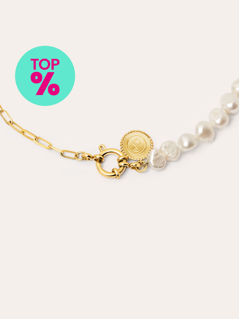 Chic Pearl Halskette Edelstahl, vergoldet