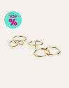 5er Set Ringe Nefertiti Edelstahl, Vergoldet 