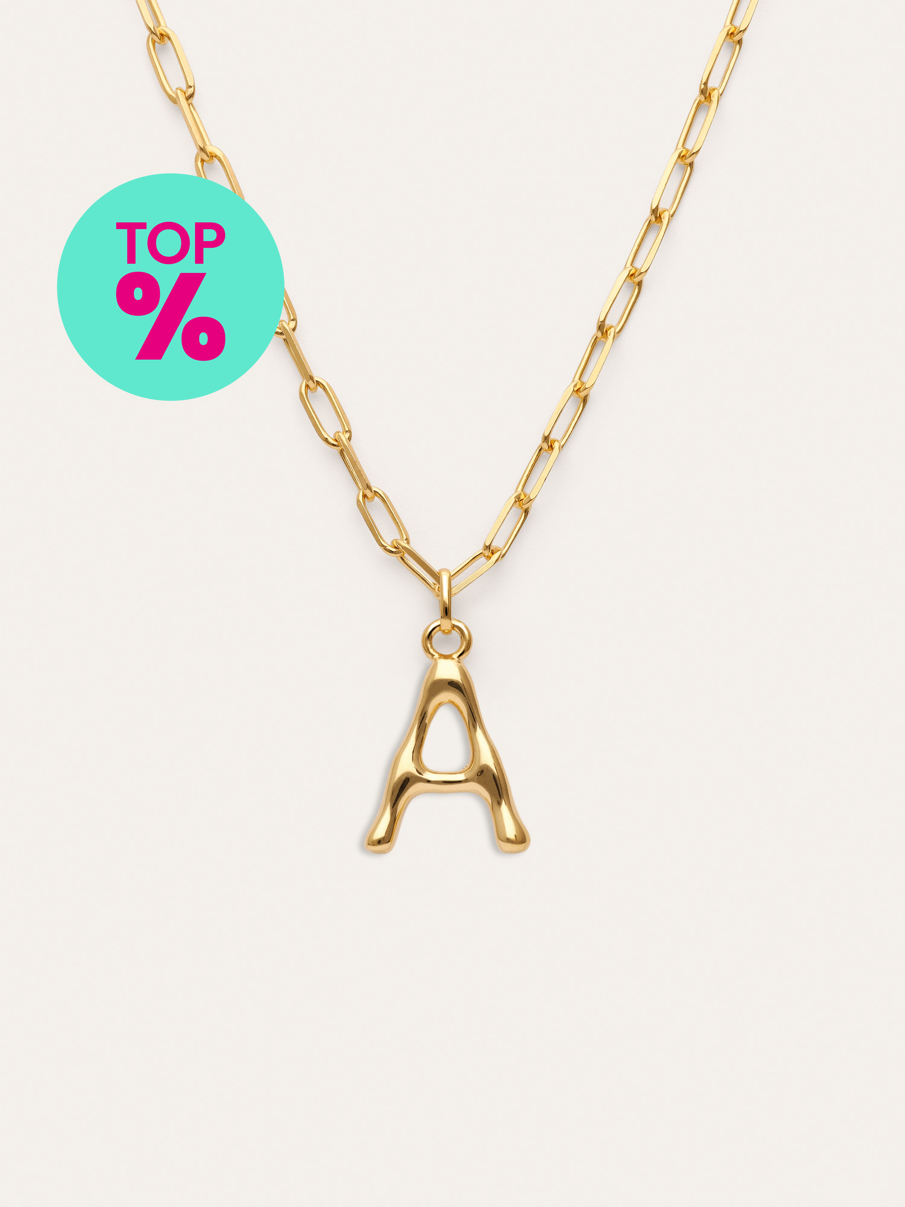 Chic Letter XL Personalized Necklace Stainless Steel 18kt Gold Plated