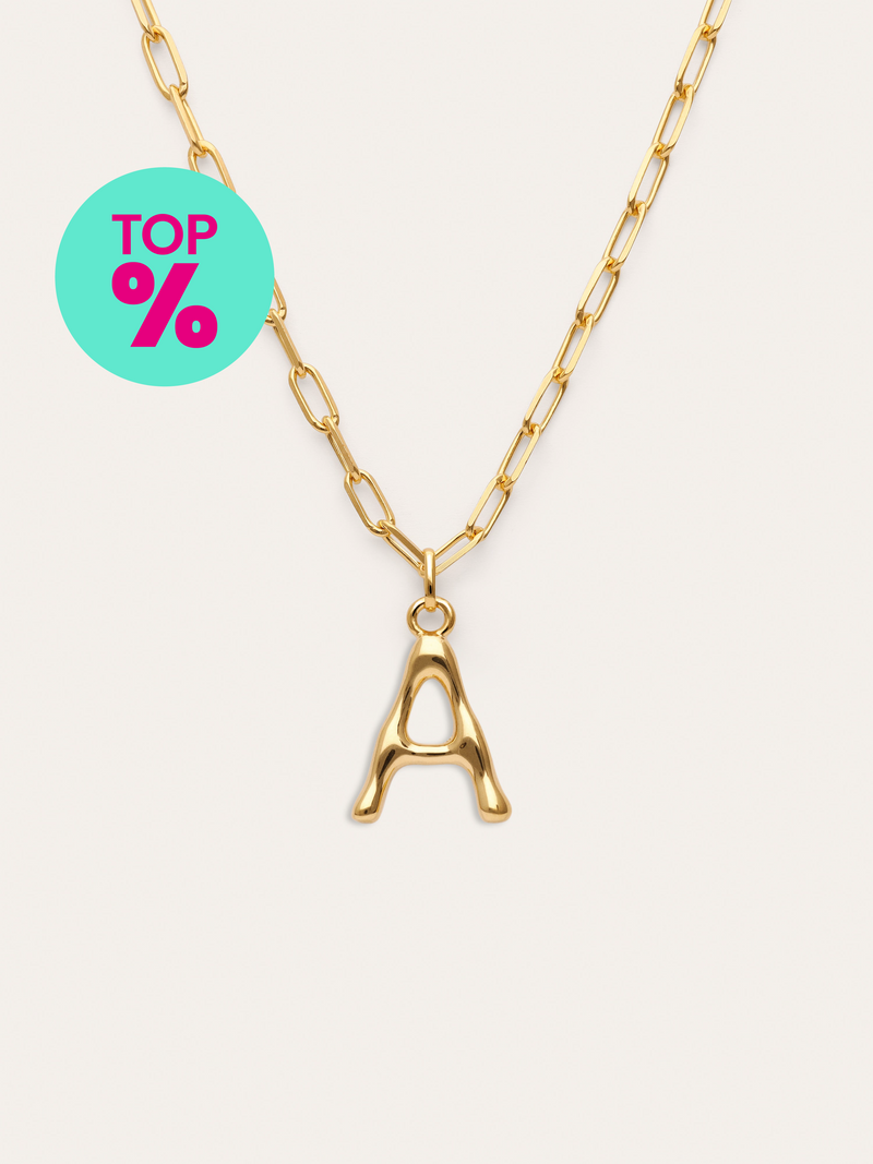Chic Letter XL Personalized Necklace Stainless Steel 18kt Gold Plated