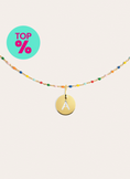Colar Personalizado Colors Enamel Letter Prata Banho de Ouro