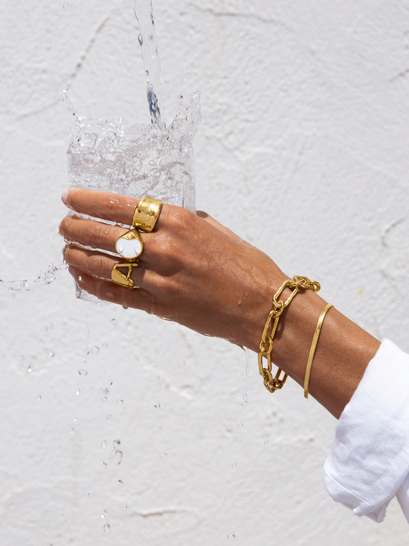 Ring My Ocean Edelstahl mit 18kt Goldbeschichtung