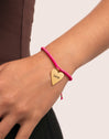 Pulsera Personalizada Corazón Pink Acero Baño Oro