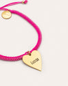 Pulsera Personalizada Corazón Pink Acero Baño Oro