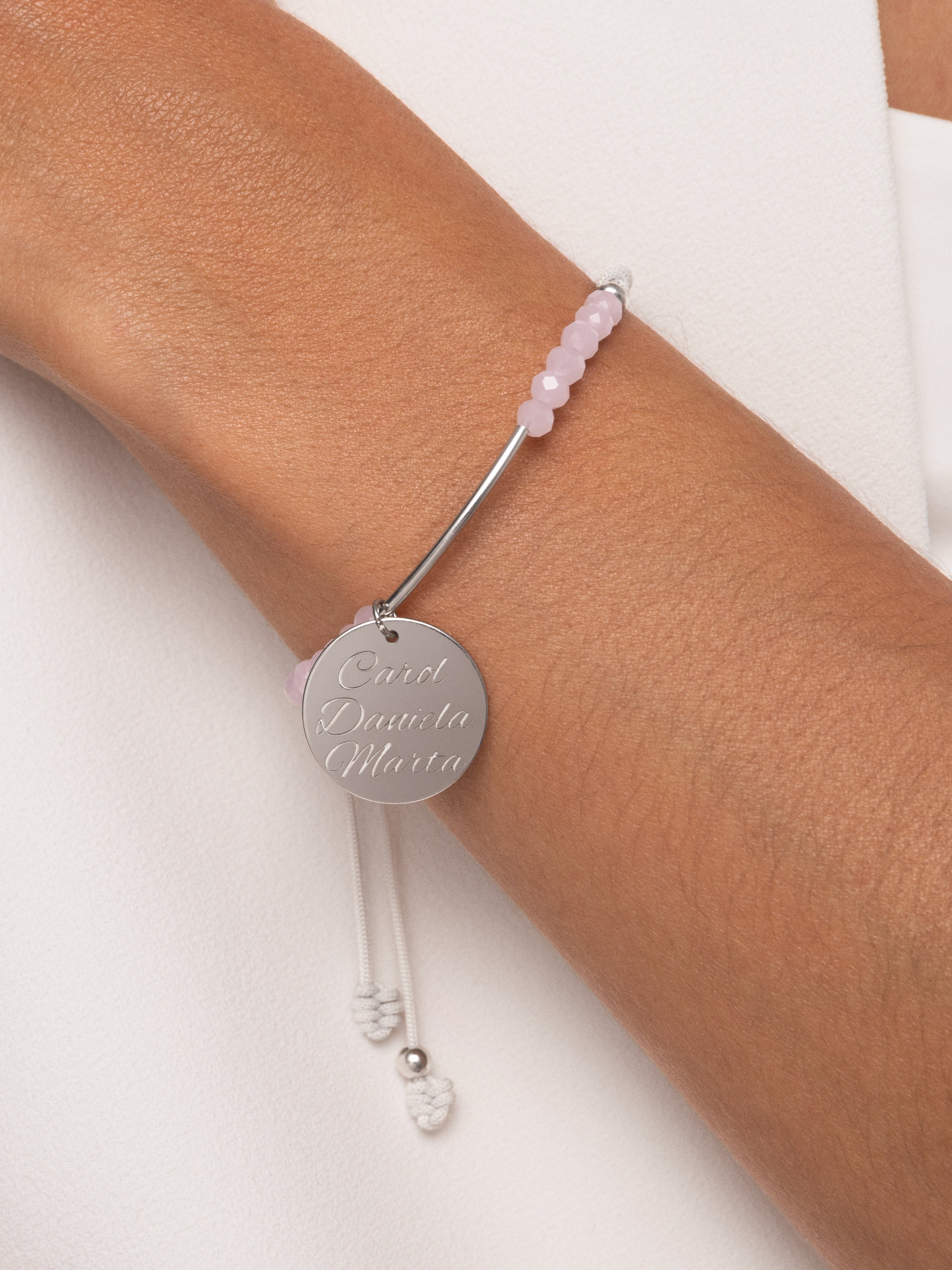 Pulsera Personalizada Dream Pink Plata