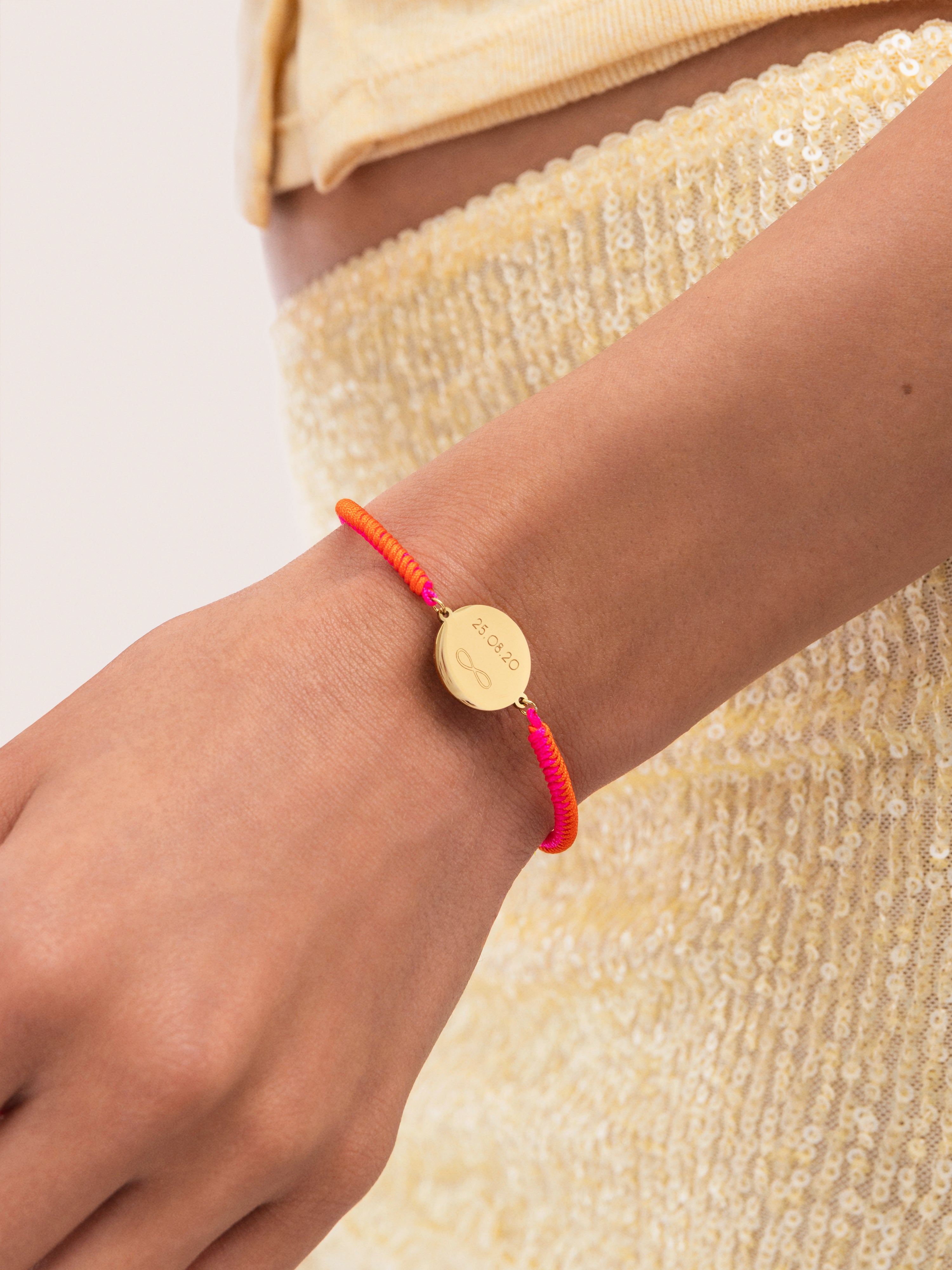 Pulsera Personalizada Moon Atardecer Neón Acero Baño Oro