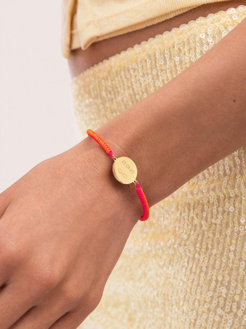 Pulsera Personalizada Moon Atardecer Neón Acero Baño Oro